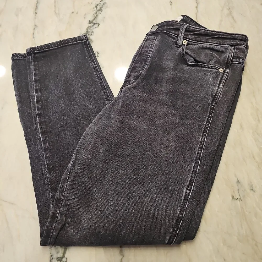 Free People Women's Black Gray Skinny Ankle Mid-Rise Stretch Denim Jeans Sz 31
